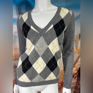 J Crew Wool & Cashmere Argyle Sweater
